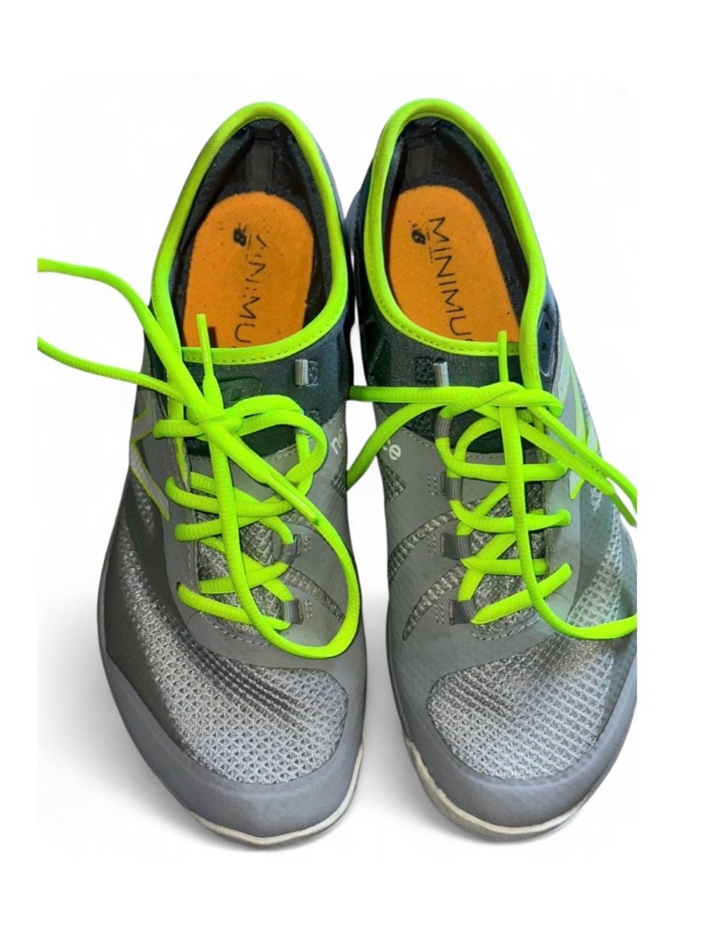 New Balance Gray Athletic Shoes with Neon Green Accents
